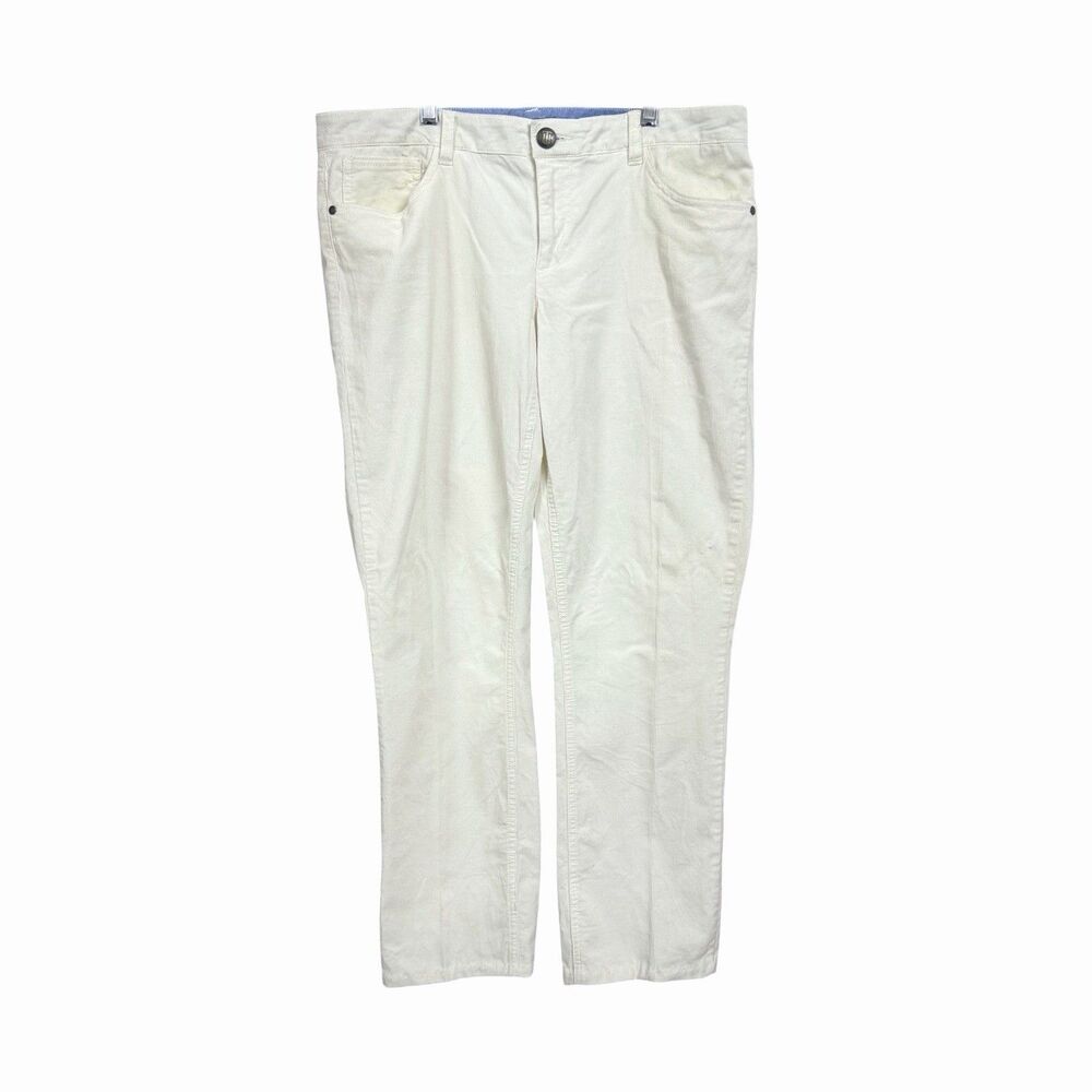 Tommy Hilfiger Women 12 Off White Corduroy Pants Straight Leg Old Money Capsule